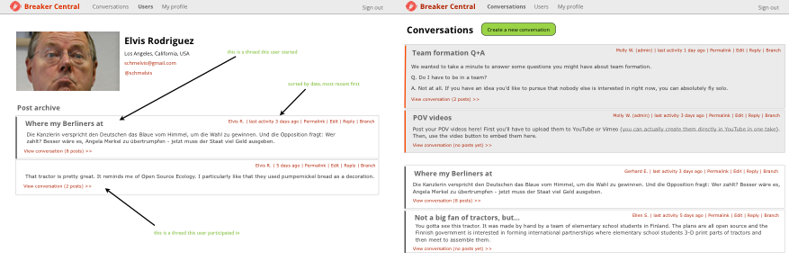 A very, very rough discussion board wireframe.