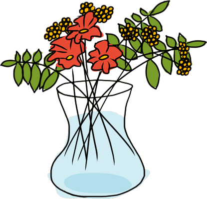 vase of flowers with flowers nicely spread out